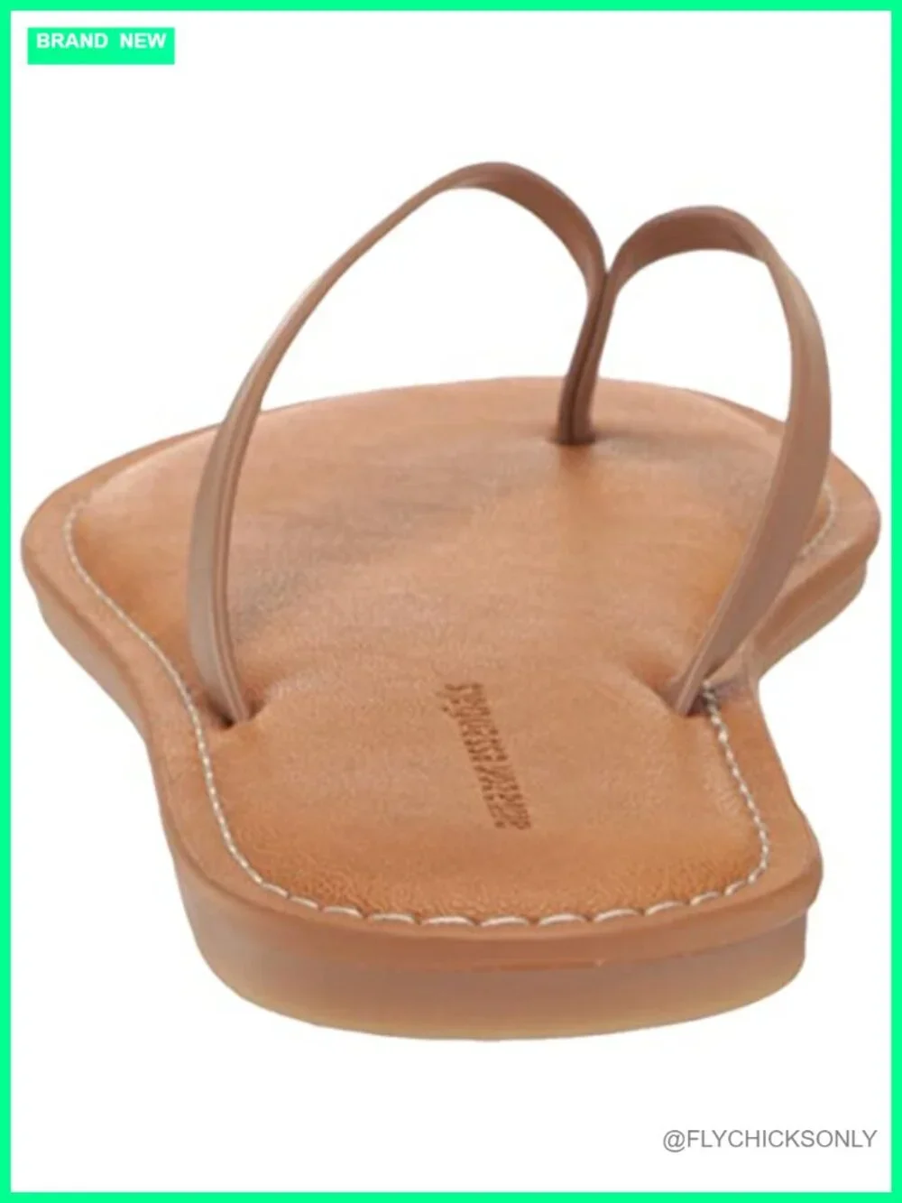 Faux Leather Thong Sandals with Memory Foam Insole - Flip Flops